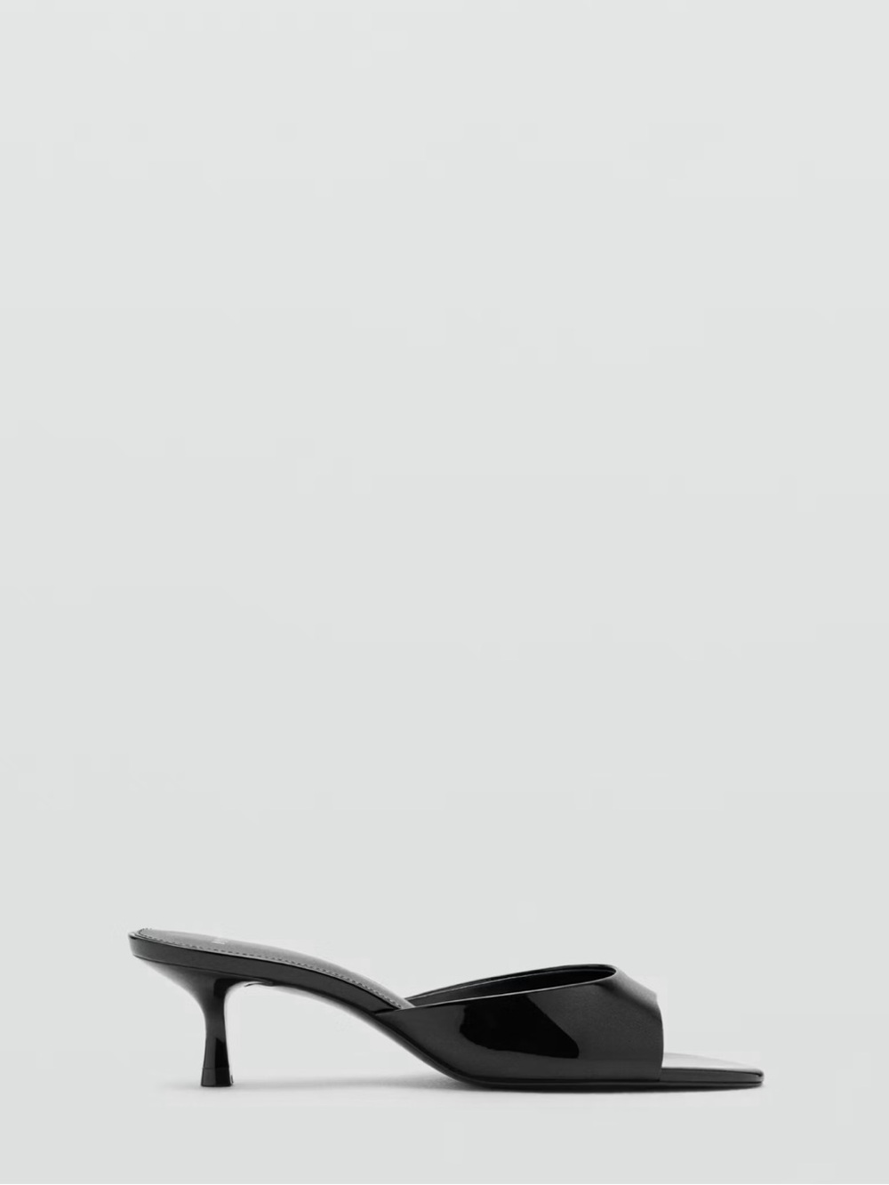 Mango Black Patent Open-Toe Slide Heels